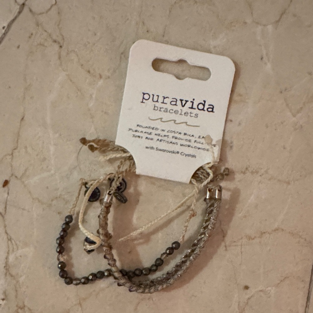 Pura Vida Silver and Tan Bracelet Trio